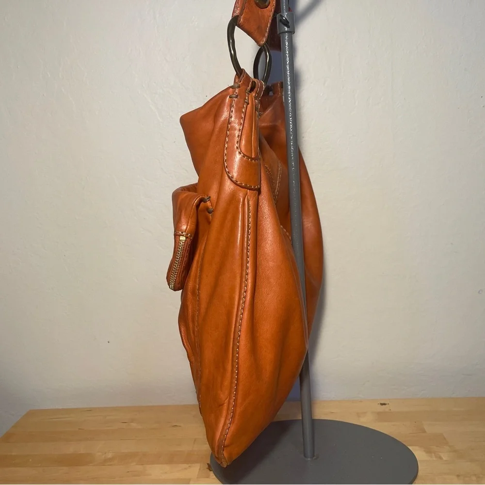 49 Square Miles Orange Leather Hobo Bag Soft Leather Shoulder Purse Artisan Hand
